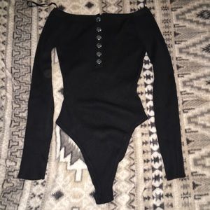 Black off the shoulder bodysuit